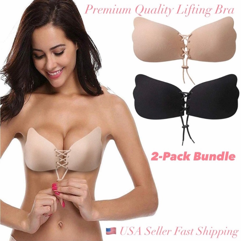 2-Pack Silicone Push-up Backless Strapless Bra